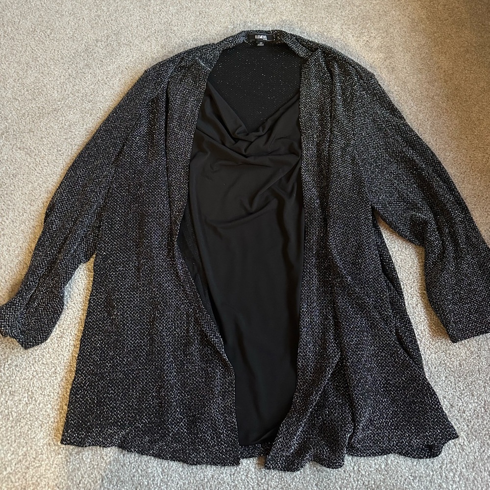 2X Sparkle Blouse/ Jacket with attached tank top
